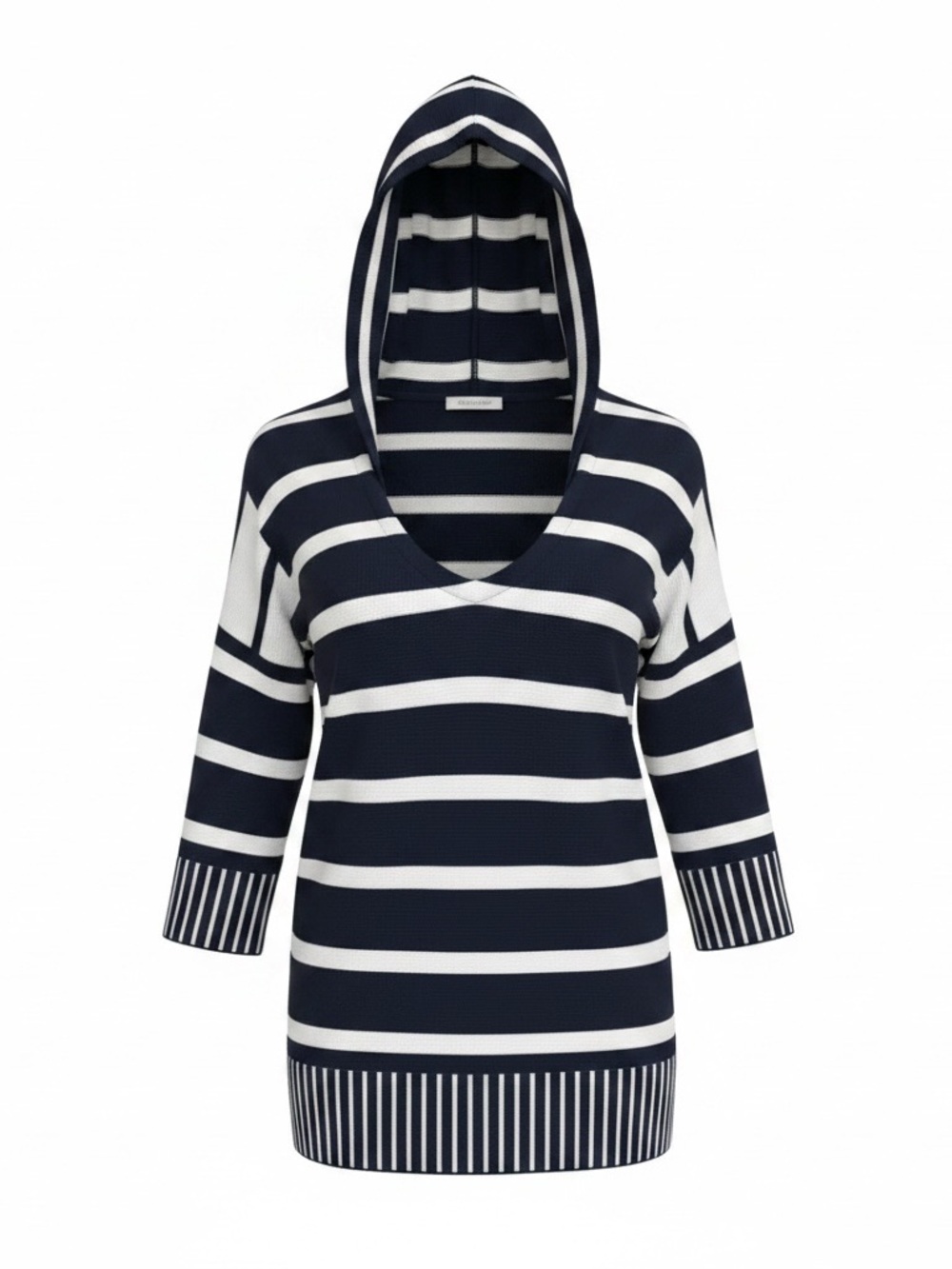 Angel striped hooded navy sweater. Size Large but fits more like XL